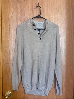 G.H. Bass & Co. Beige Zip-Up Shawl Collar Sweater